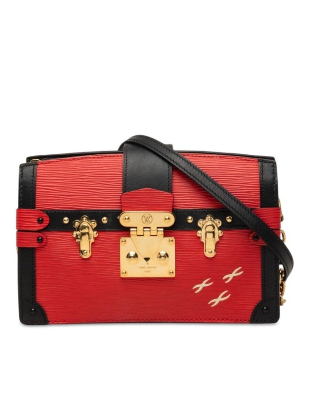 Louis Vuitton Epi Trunk Clutch Crossbody Chain Shoulder Bag Rouge Red Black